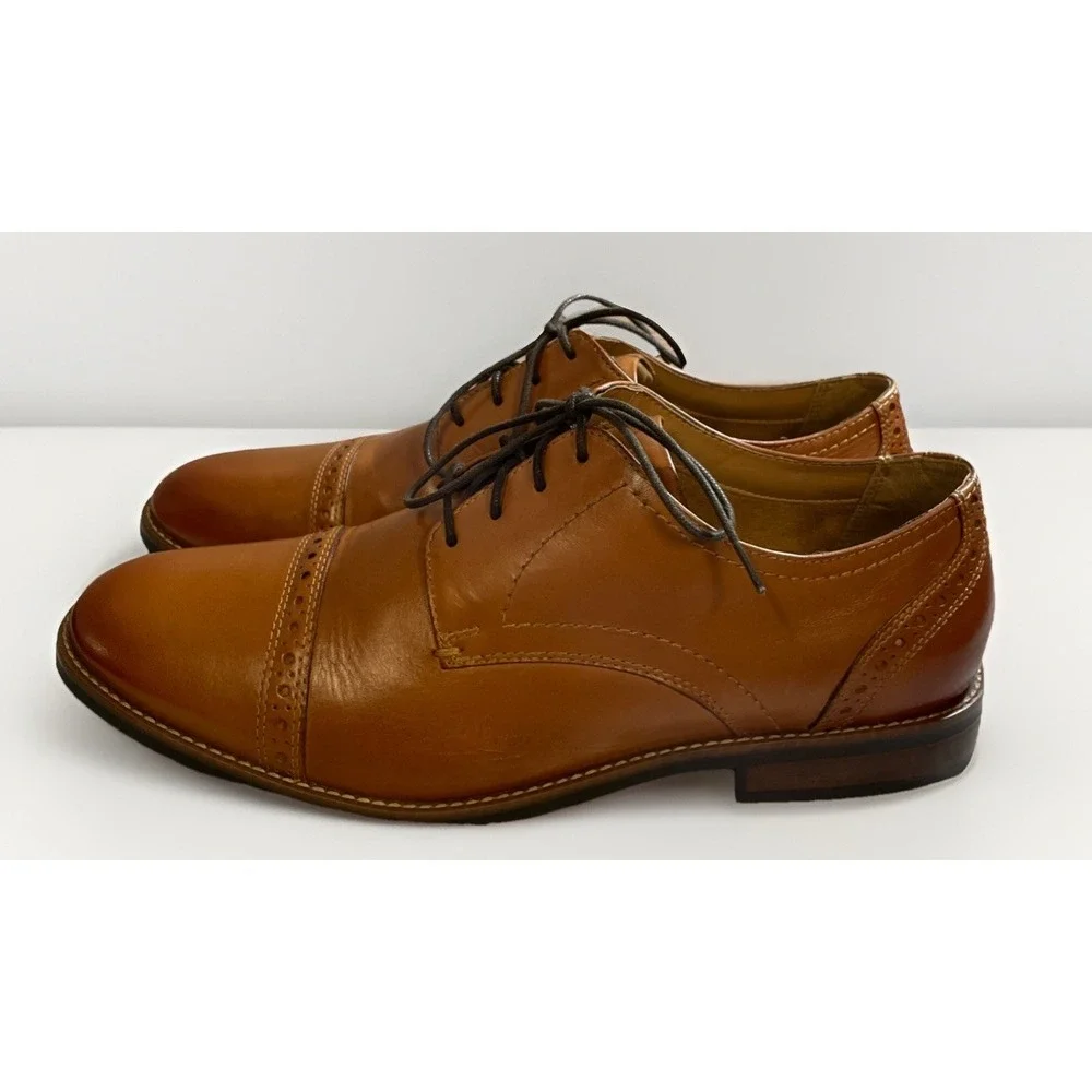 Nunn Bush Norcross Cap Toe Oxford Cognac Men's Size 12 M‎ No Insoles Lace Up EUC